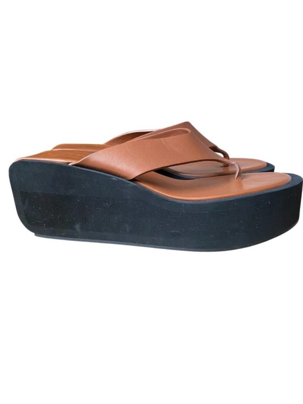 FRAME Le Ocean Platform Leather Sandals In Tobacco - Size 40 - Picture 2 of 7